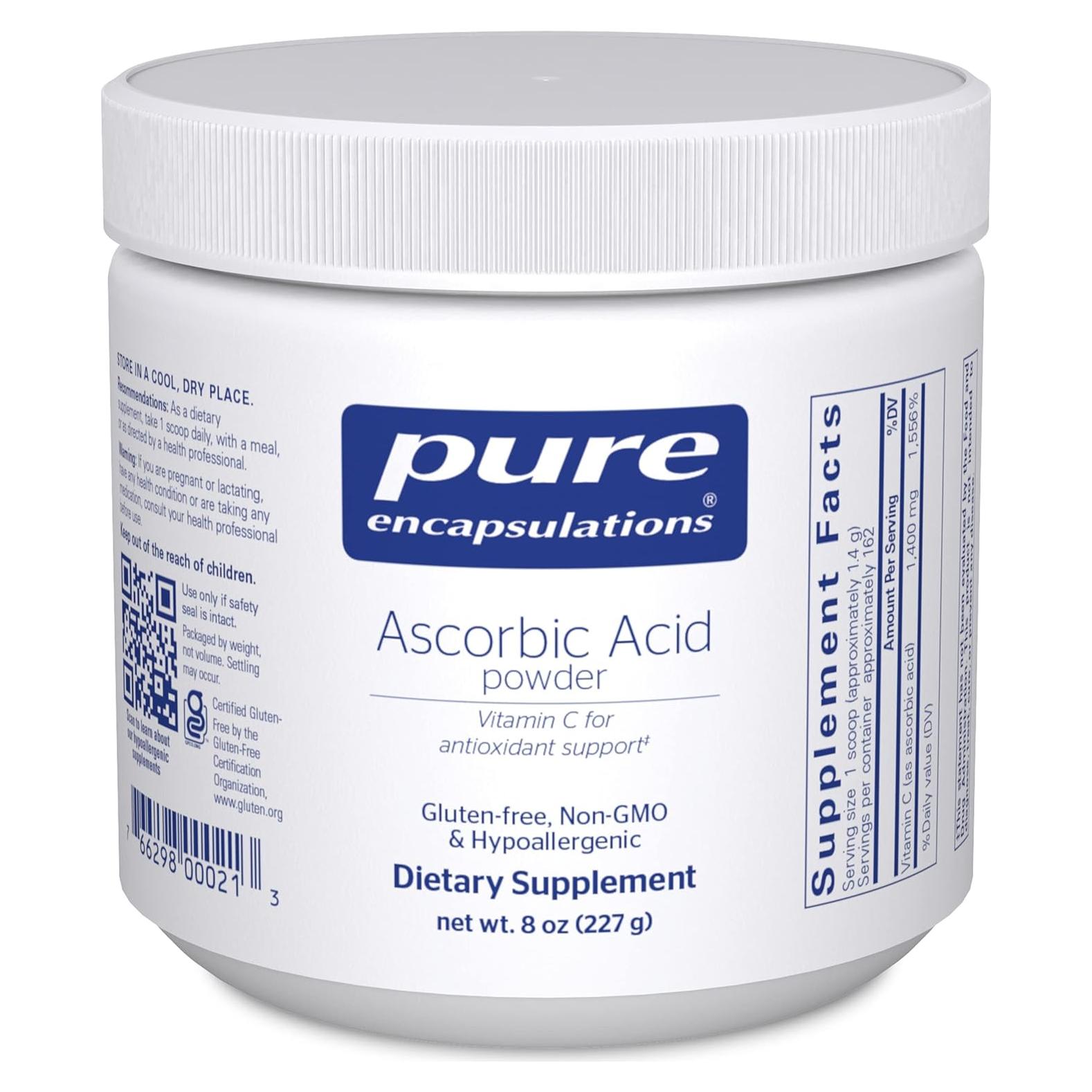 Polvo de Ácido Ascórbico Pure Encapsulations 226.8g - Vitamina C