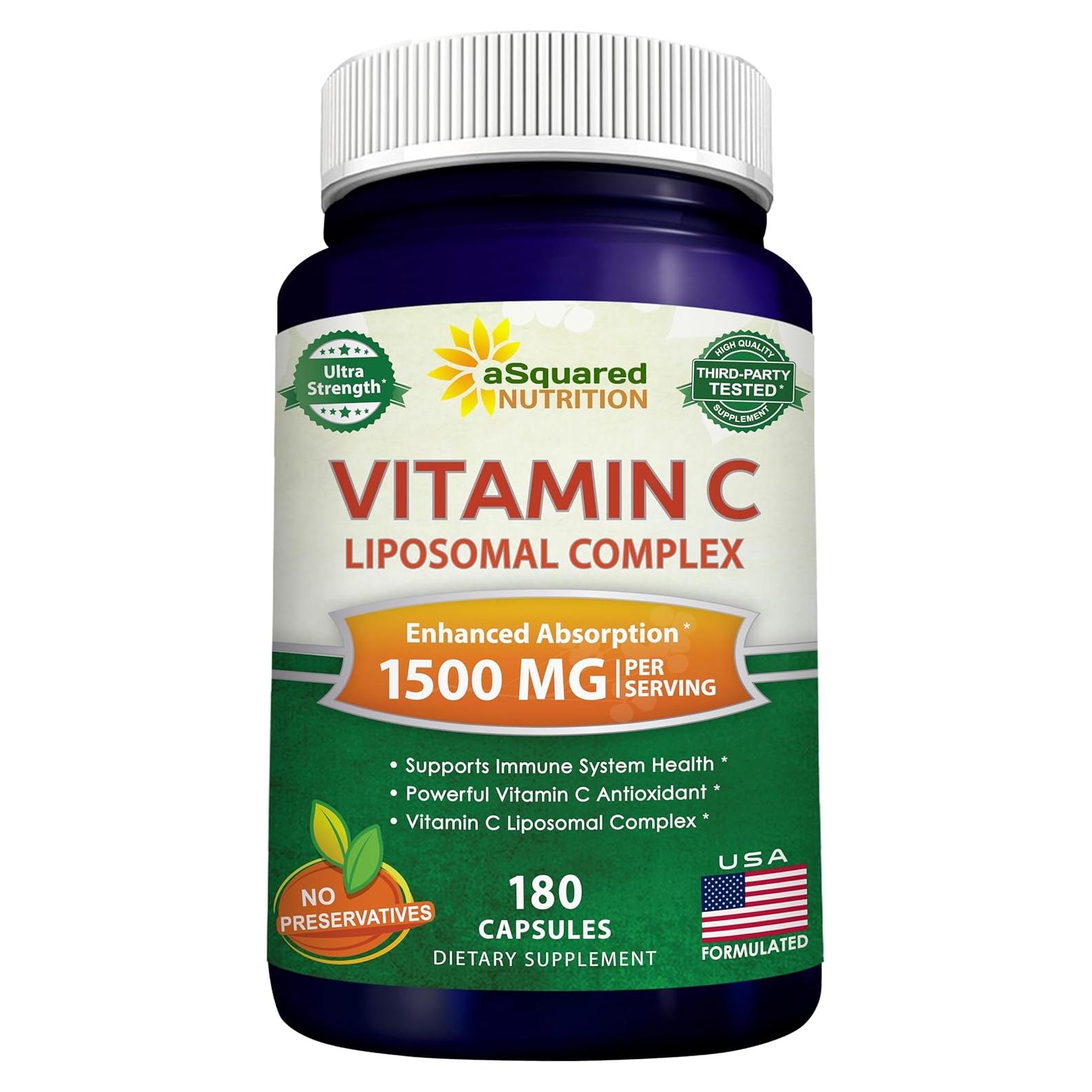 Complejo Liposomal de Vitamina C aSquared Nutrition 1500mg - 180 Cápsulas