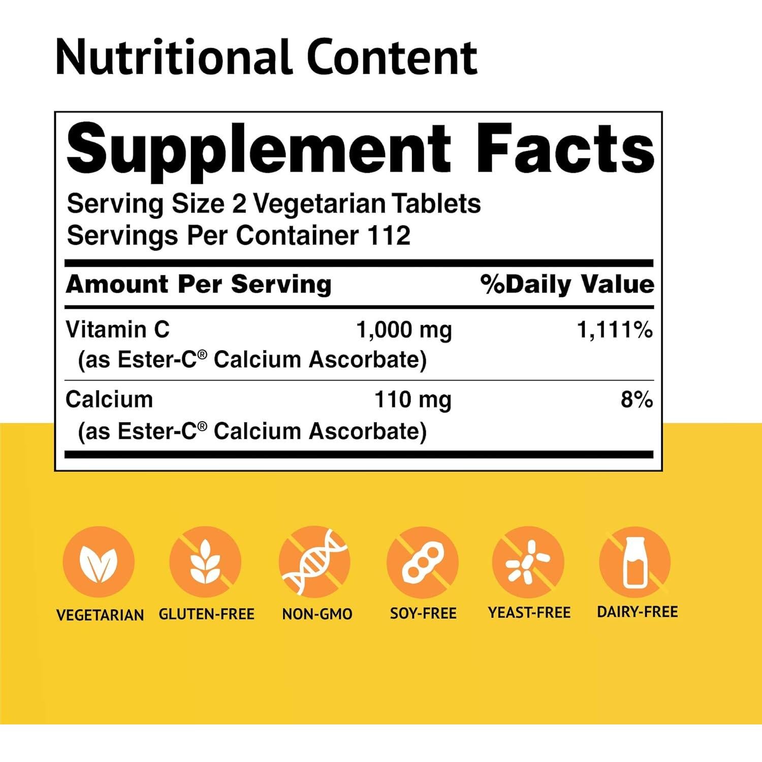 Ester-C Vitamina C 500 mg Tabletas Recubiertas 225 Conteo