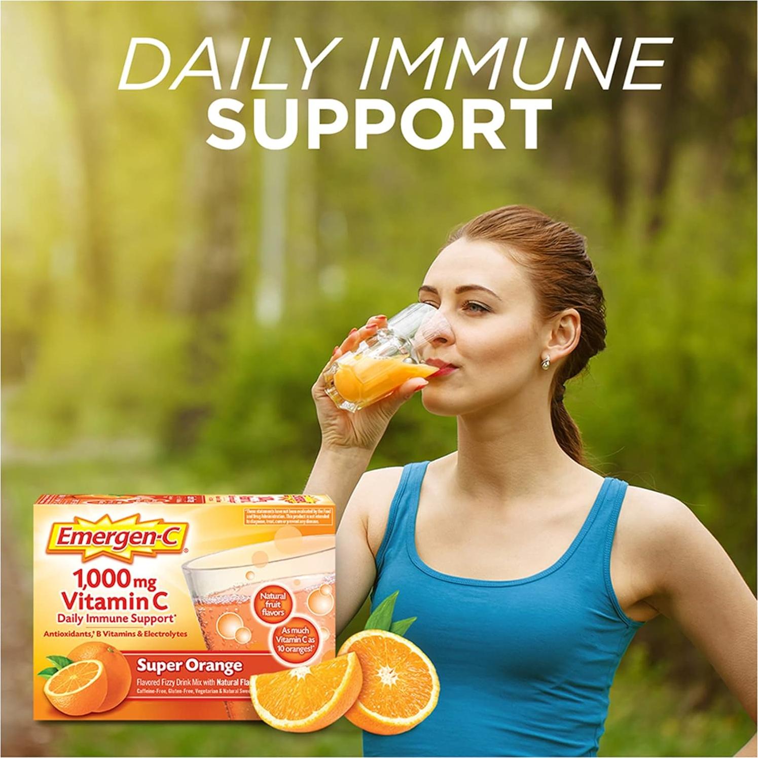 Emergen-C Polvo de Vitamina C 1000mg con Zinc y Manganeso - 30 Sobres