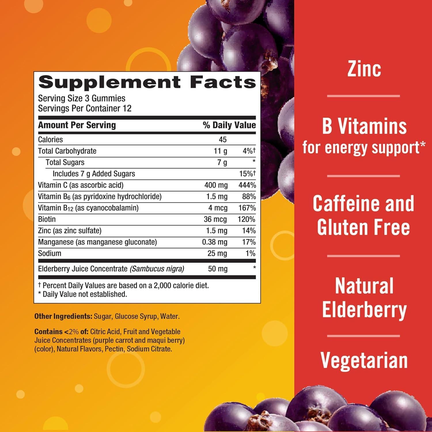 Gomitas de Elderberry Emergen-C 36 unidades - Soporte Inmunológico