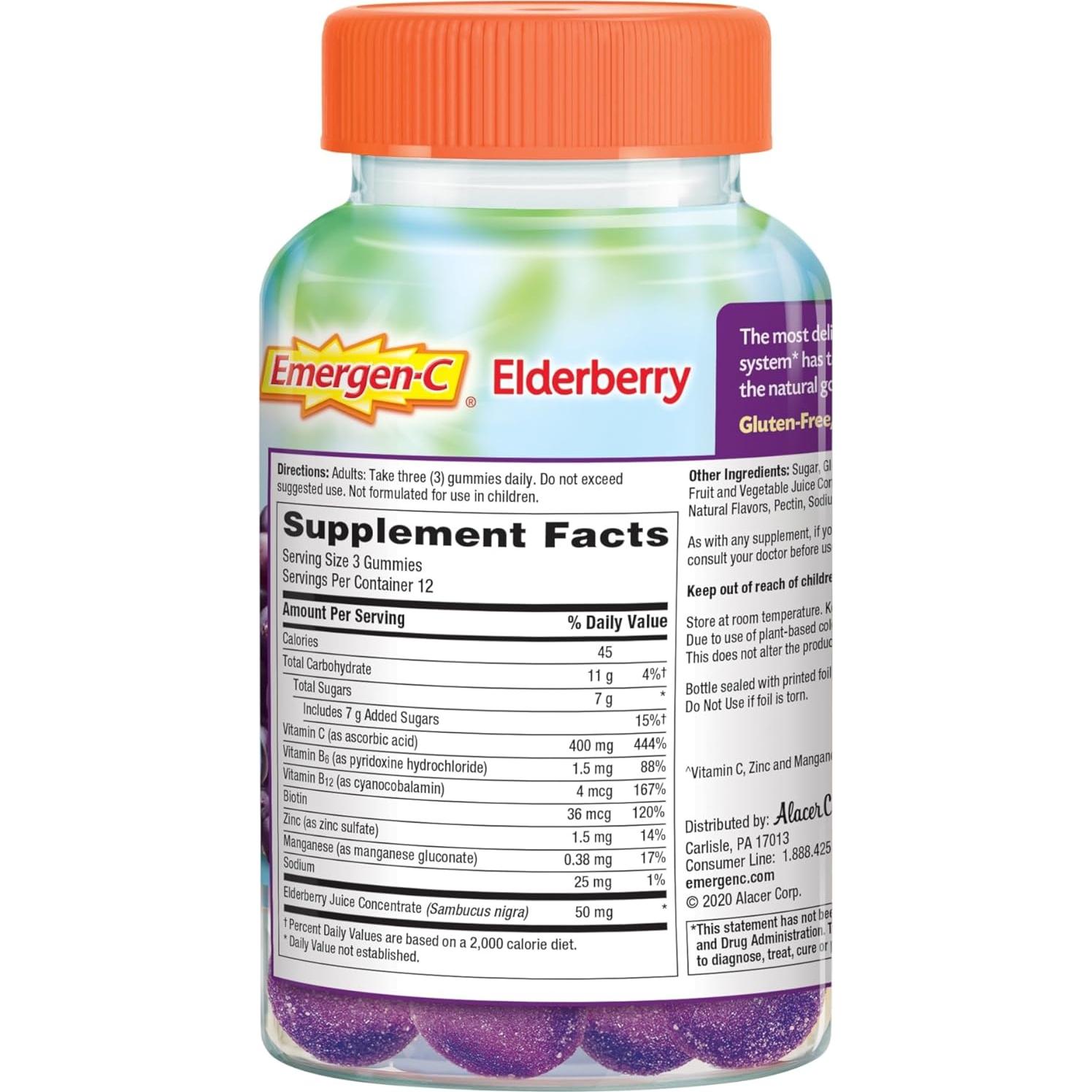 Gomitas de Elderberry Emergen-C 36 unidades - Soporte Inmunológico