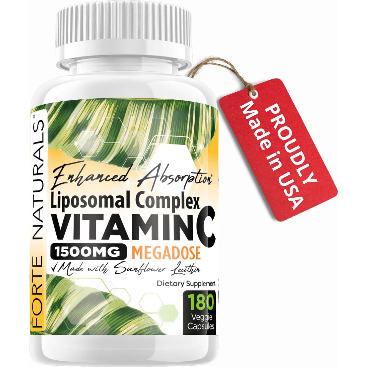 Suplemento Vitamina C Liposomal 1500mg Forte Naturals 180 Cápsulas