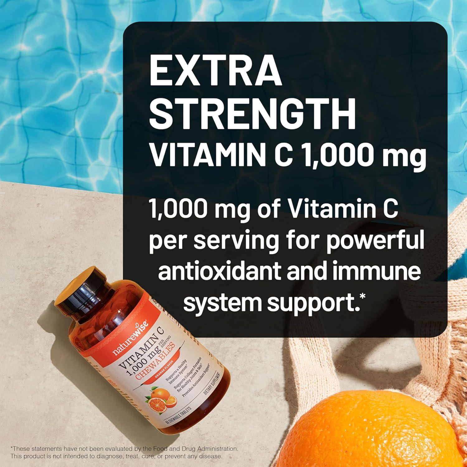 NatureWise Vitamina C Masticable 1000mg Naranja 90 Tabletas