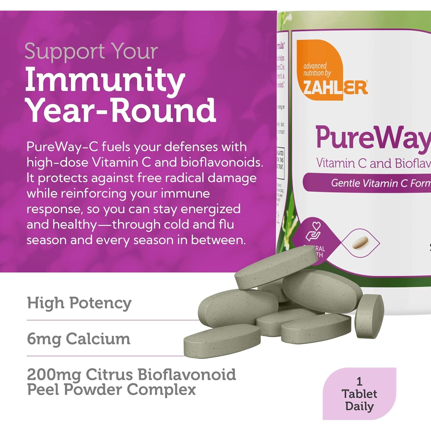 Tabletas de Vitamina C Zahler 1000mg con Bioflavonoides - 90 Unidades