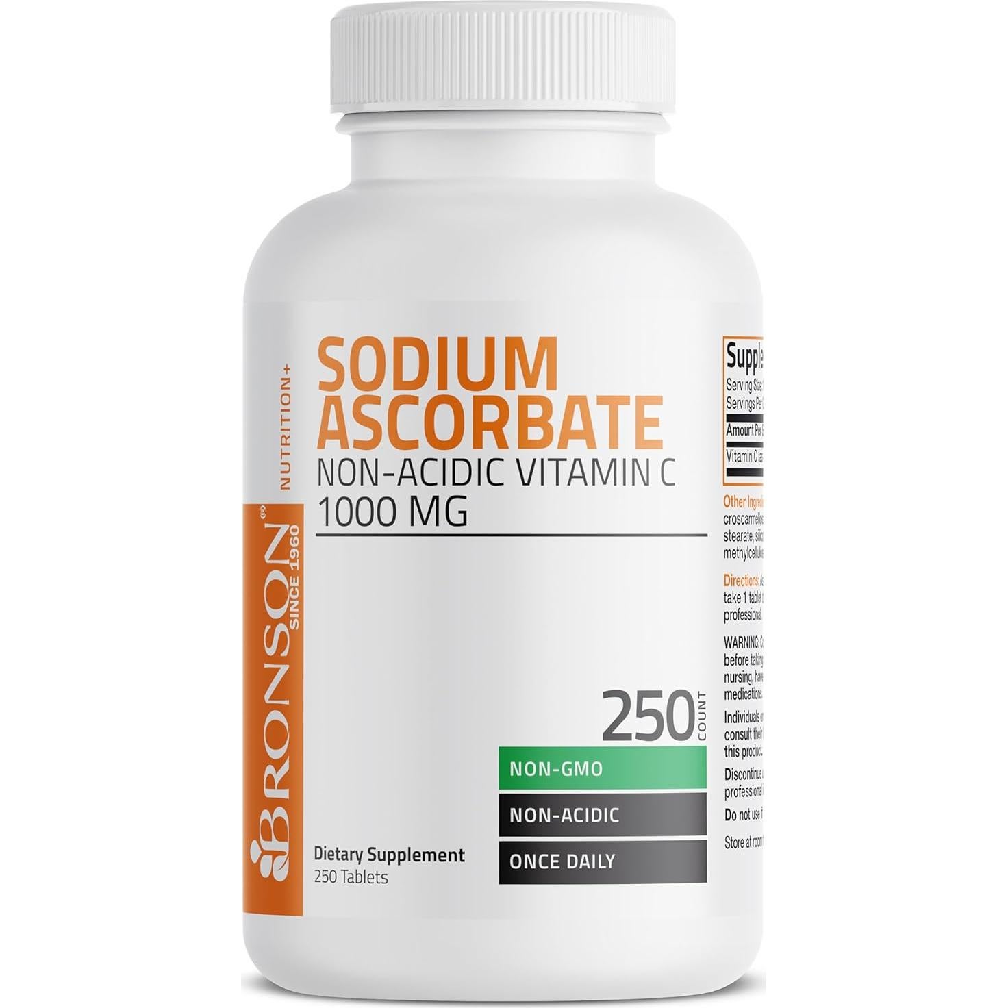 Tabletas de Ascorbato de Sodio Bronson Vitamina C 1000 mg 250 Unidades