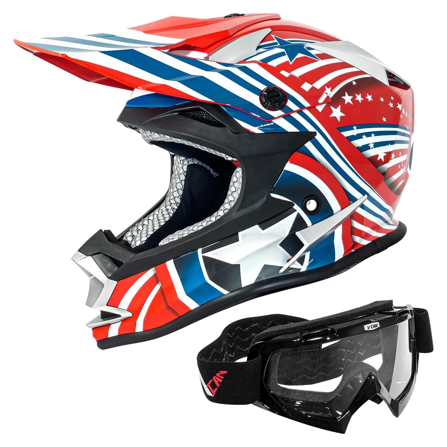 Casco VCAN VX3802CAPA22 Motocross Adulto Blanco Brillante