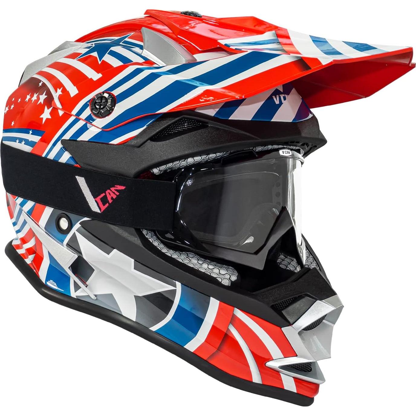 Casco VCAN VX3802CAPA22 Motocross Adulto Blanco Brillante