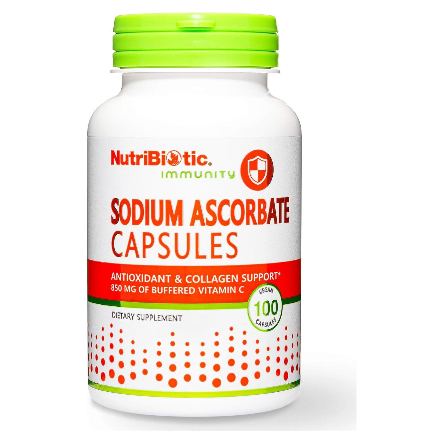 Cápsulas de Vitamina C Ascorbato Sódico NutriBiotic 100 Ct