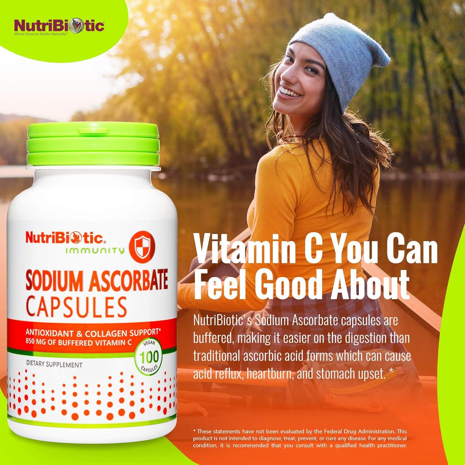 Cápsulas de Vitamina C Ascorbato Sódico NutriBiotic 100 Ct