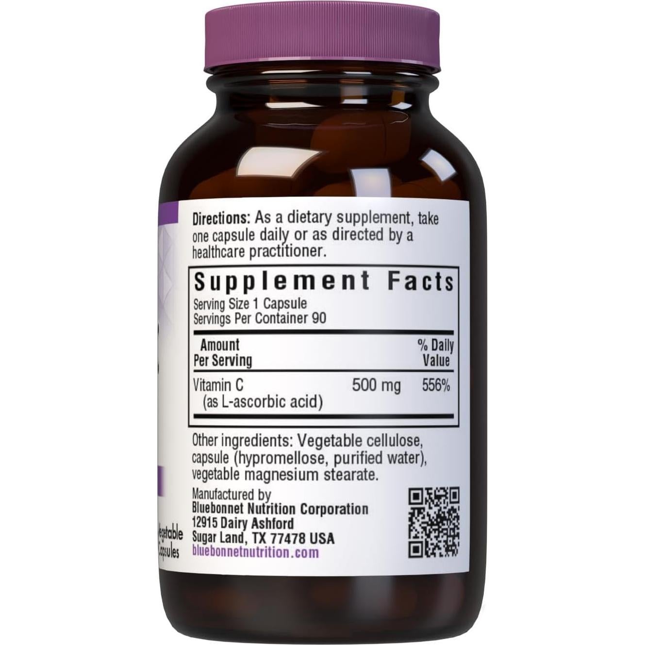 Cápsulas Vegetales Vitamina C 500 mg Bluebonnet 90 Unidades