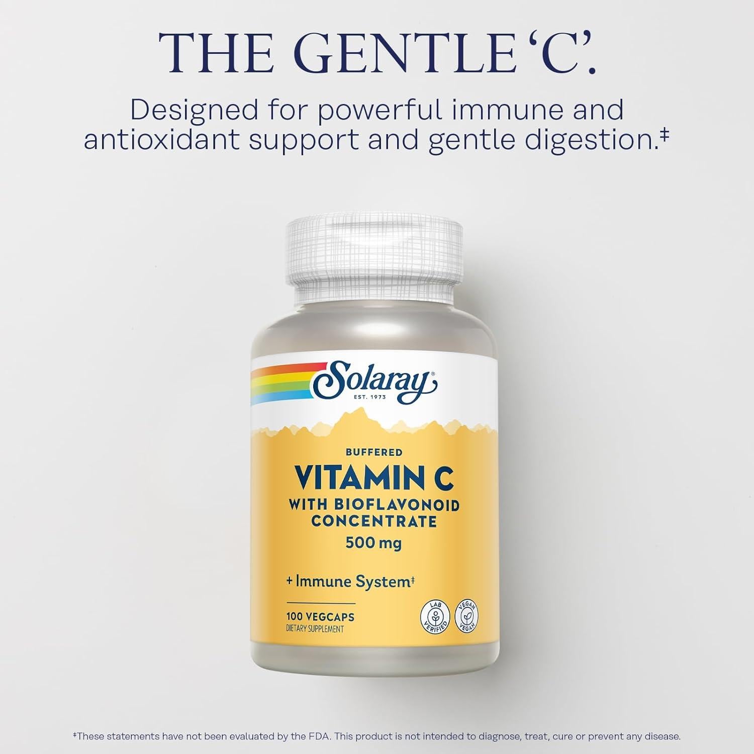 Vitamina C Acolchada Solaray 500mg con Bioflavonoides 100 VegCaps