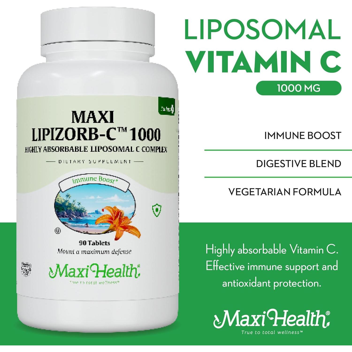 Suplemento de Vitamina C Liposomal 1000mg Maxi Health 90 Tabletas