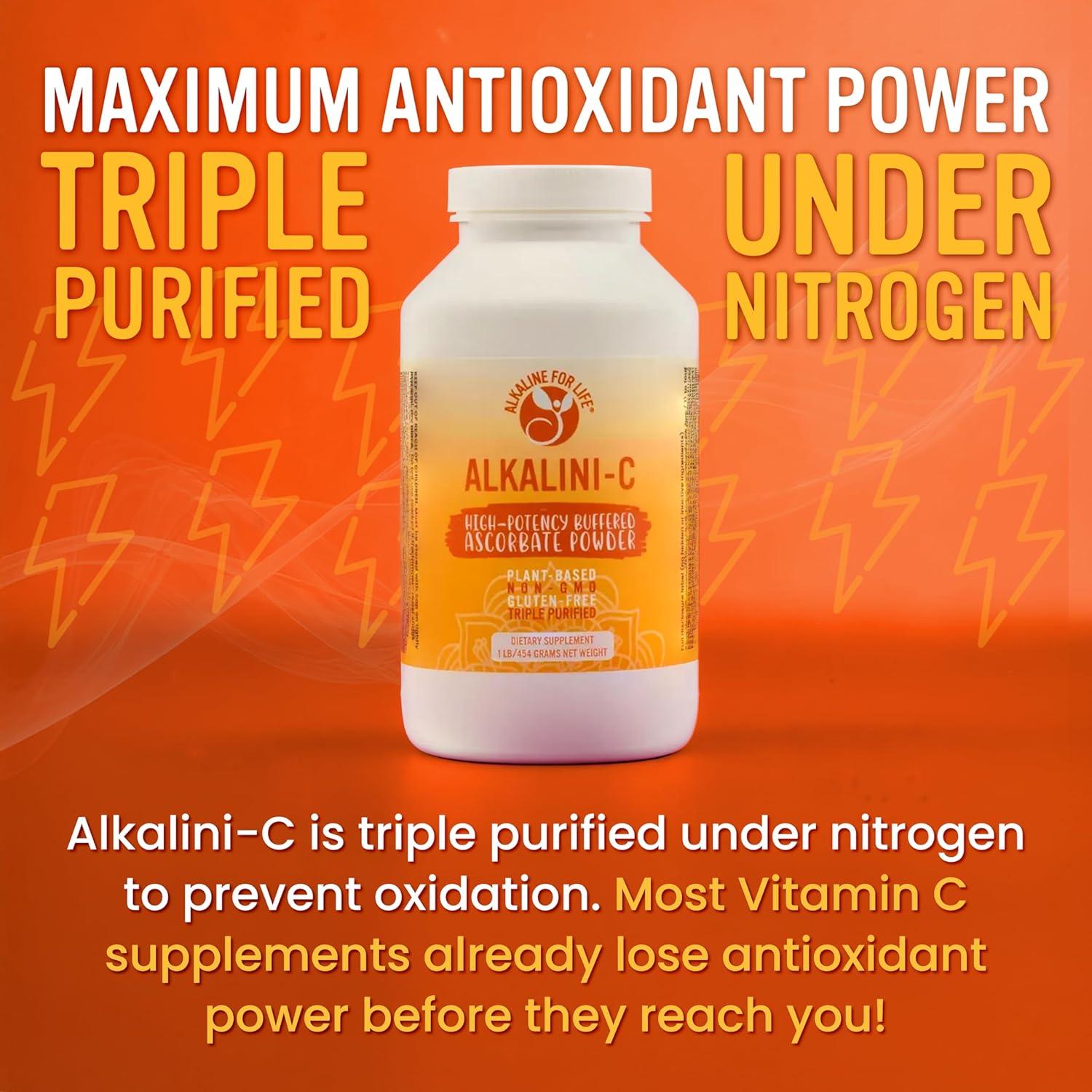 Suplemento en polvo de Vitamina C Alkalini-C 454g - L-ascorbato puro