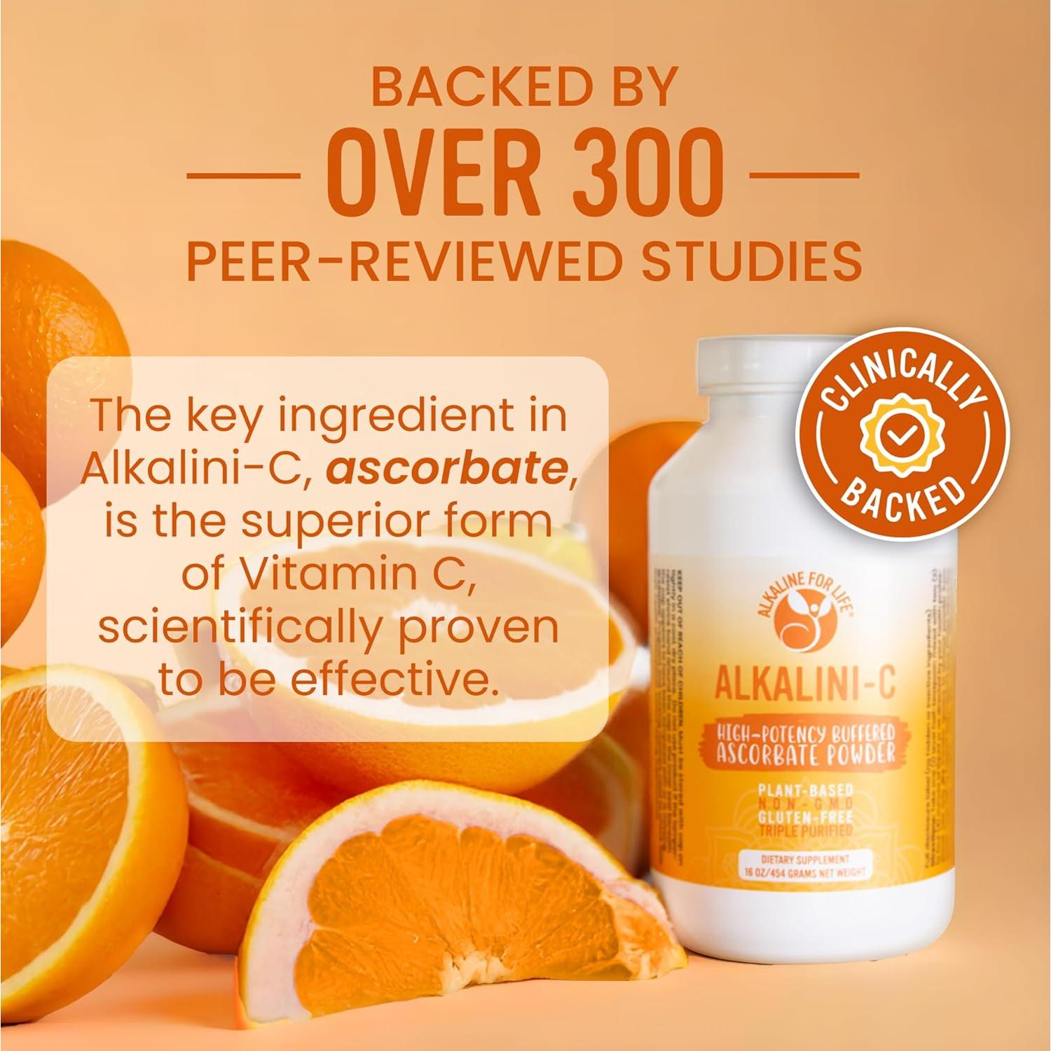 Suplemento en polvo de Vitamina C Alkalini-C 454g - L-ascorbato puro