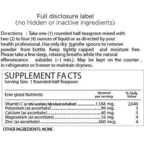 Suplemento en polvo de Vitamina C Alkalini-C 454g - L-ascorbato puro