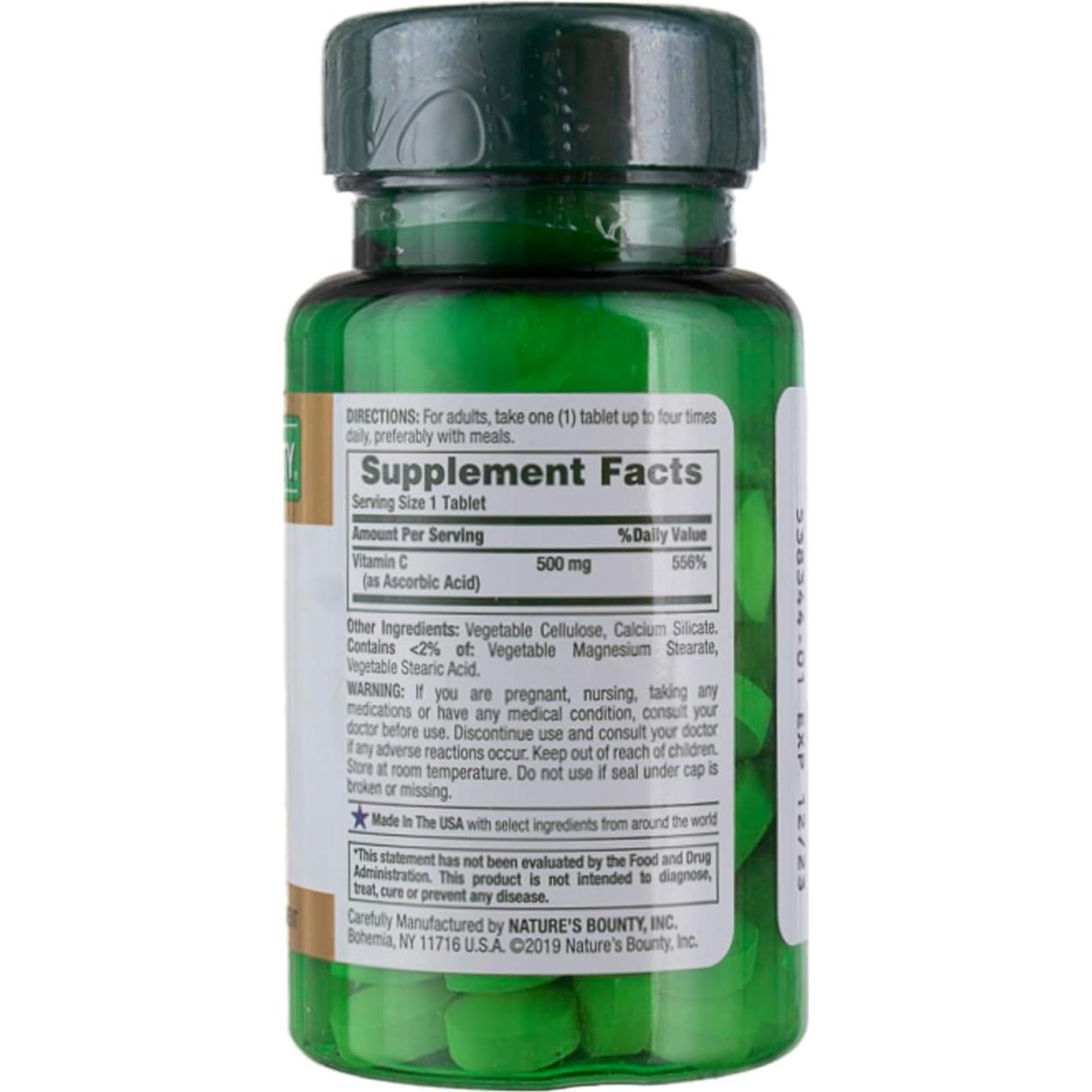 Vitamina C Nature's Bounty 500mg 100 Tabletas