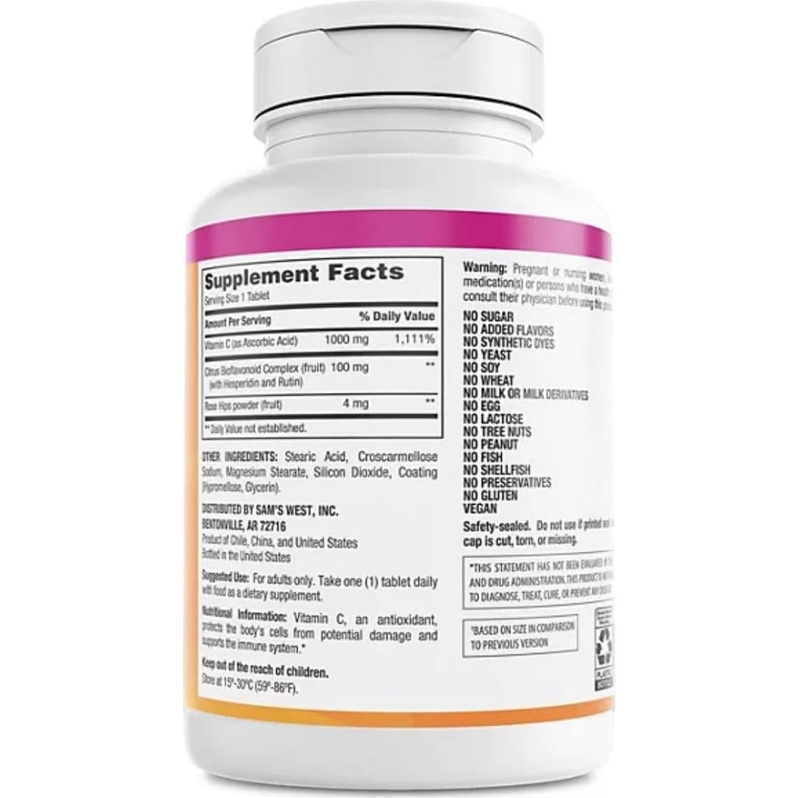 Vitamina C 1000 mg Member's Mark con Rosa Mosqueta 500 tabletas