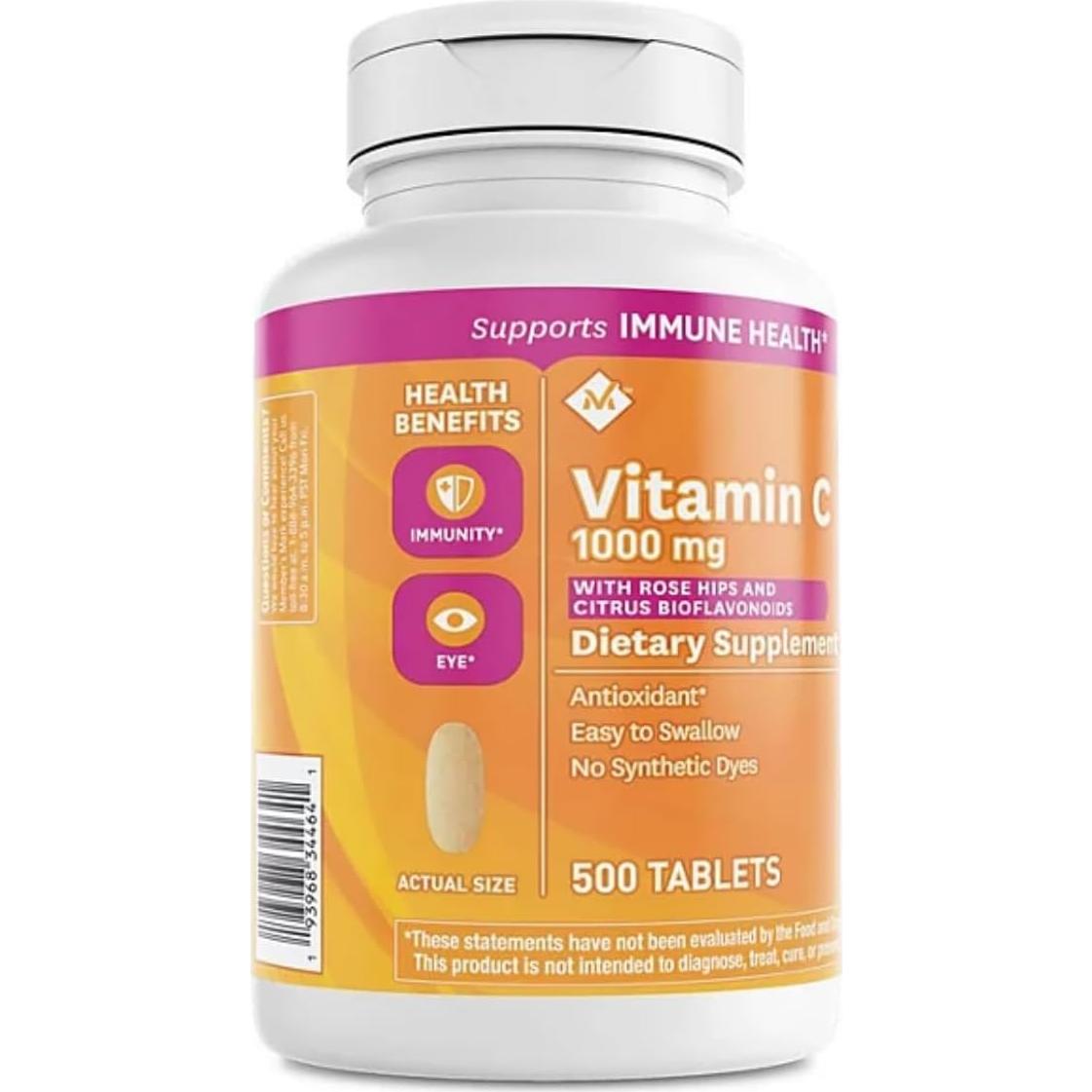 Vitamina C 1000 mg Member's Mark con Rosa Mosqueta 500 tabletas