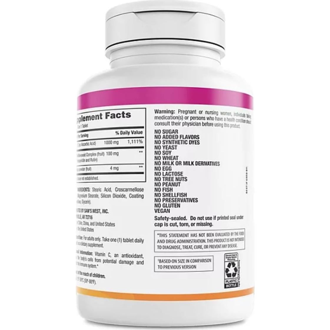 Vitamina C 1000 mg Member's Mark con Rosa Mosqueta 500 tabletas