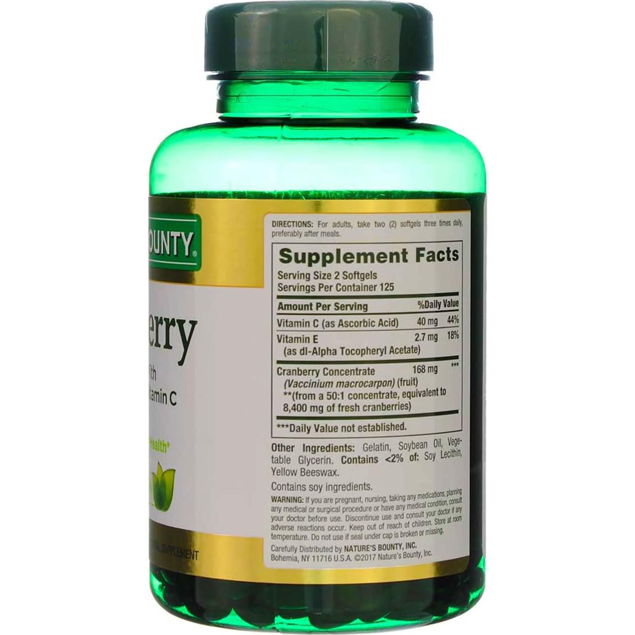 Cranberry Nature's Bounty 4200 mg con Vitamina C 250 Gelatinas