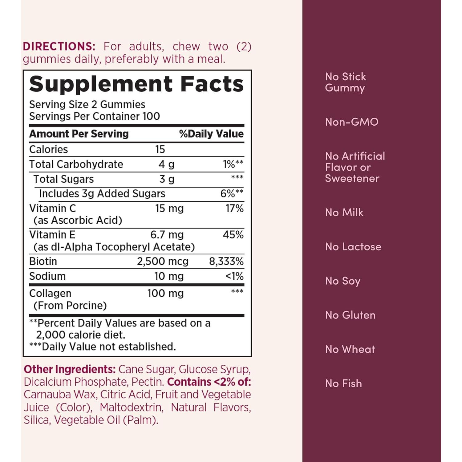 Gomitas de Colágeno y Biotina Nature's Bounty 200 ct