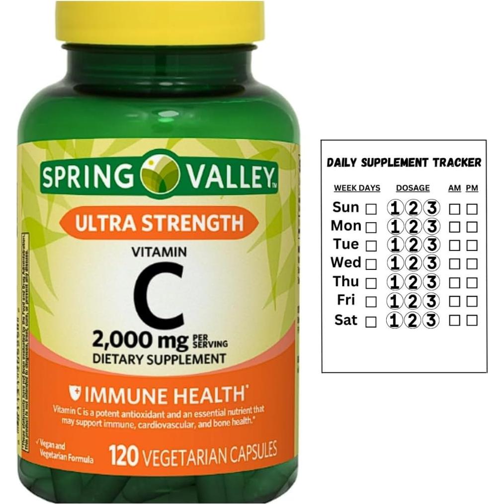 Cápsulas de Vitamina C Ultra Fuerte Spring Valley 2000 mg 120 Unidades