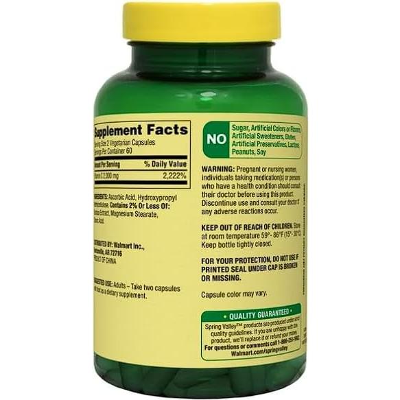 Cápsulas de Vitamina C Ultra Fuerte Spring Valley 2000 mg 120 Unidades