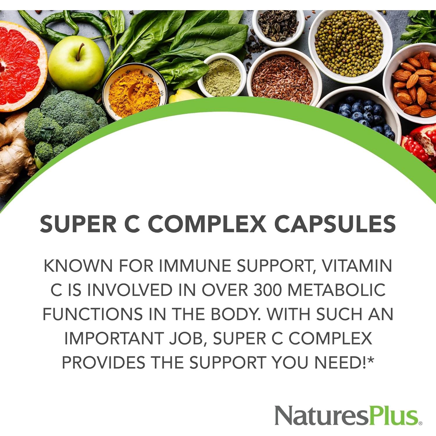 Complejo Super C NaturesPlus 180 Cápsulas Veganas 1000 mg Vitamina C