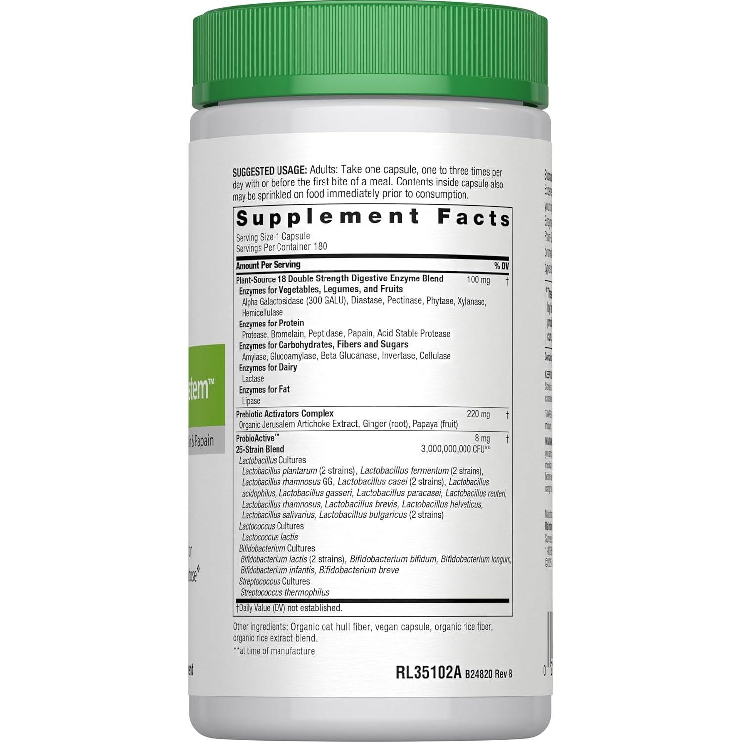 Suplemento Enzimático Avanzado Rainbow Light 180 Cápsulas