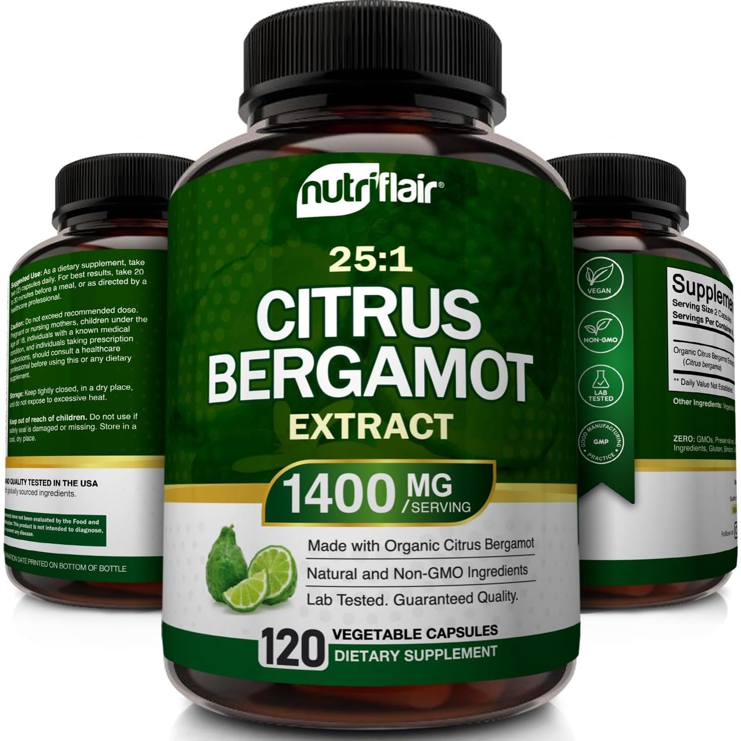 NutriFlair Bergamota Cítrica Orgánica 1400mg 120 Cápsulas