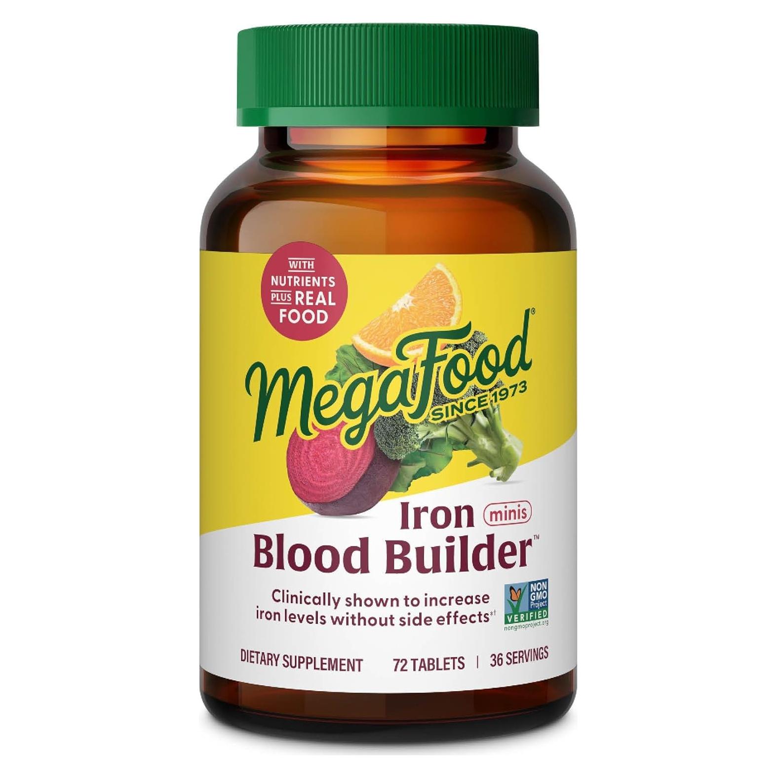 MegaFood Constructor de Sangre - Suplemento de Hierro Vegano 72 Tabletas
