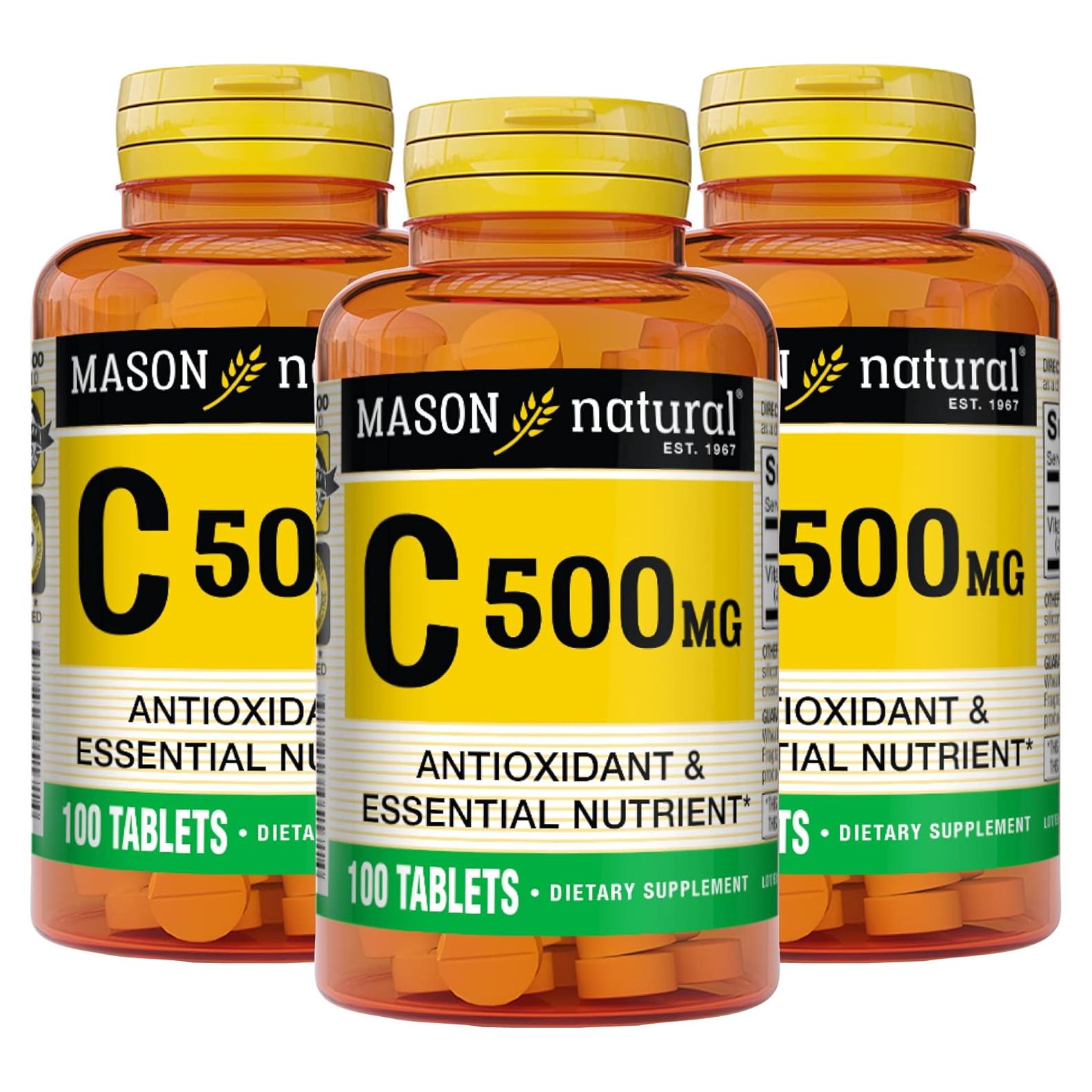 Vitamina C 500 mg Mason Natural - 100 Tabletas Antioxidante