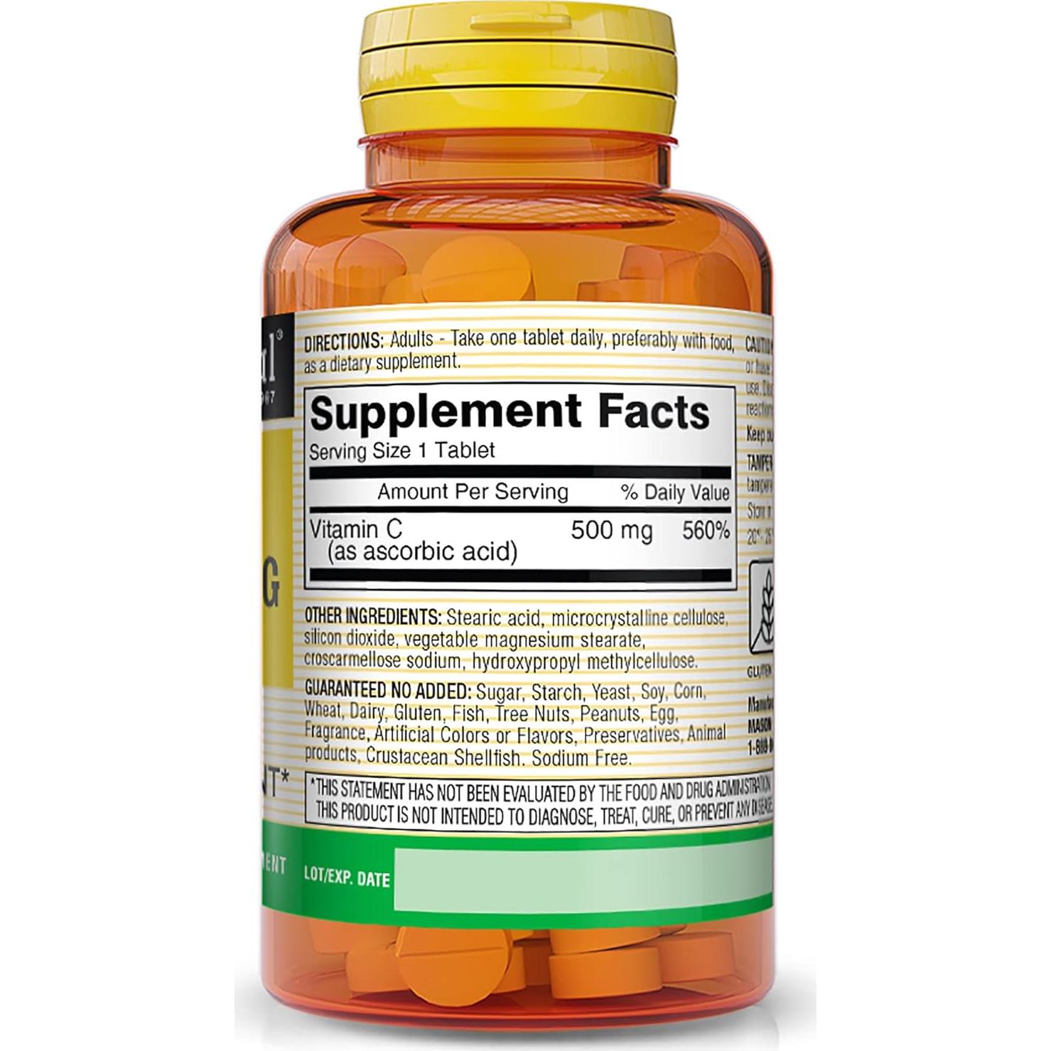 Vitamina C 500 mg Mason Natural - 100 Tabletas Antioxidante