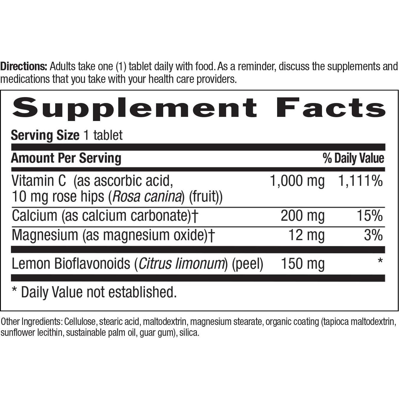 Vitamina C Buffered 1000mg Country Life - 250 Cápsulas Veganas