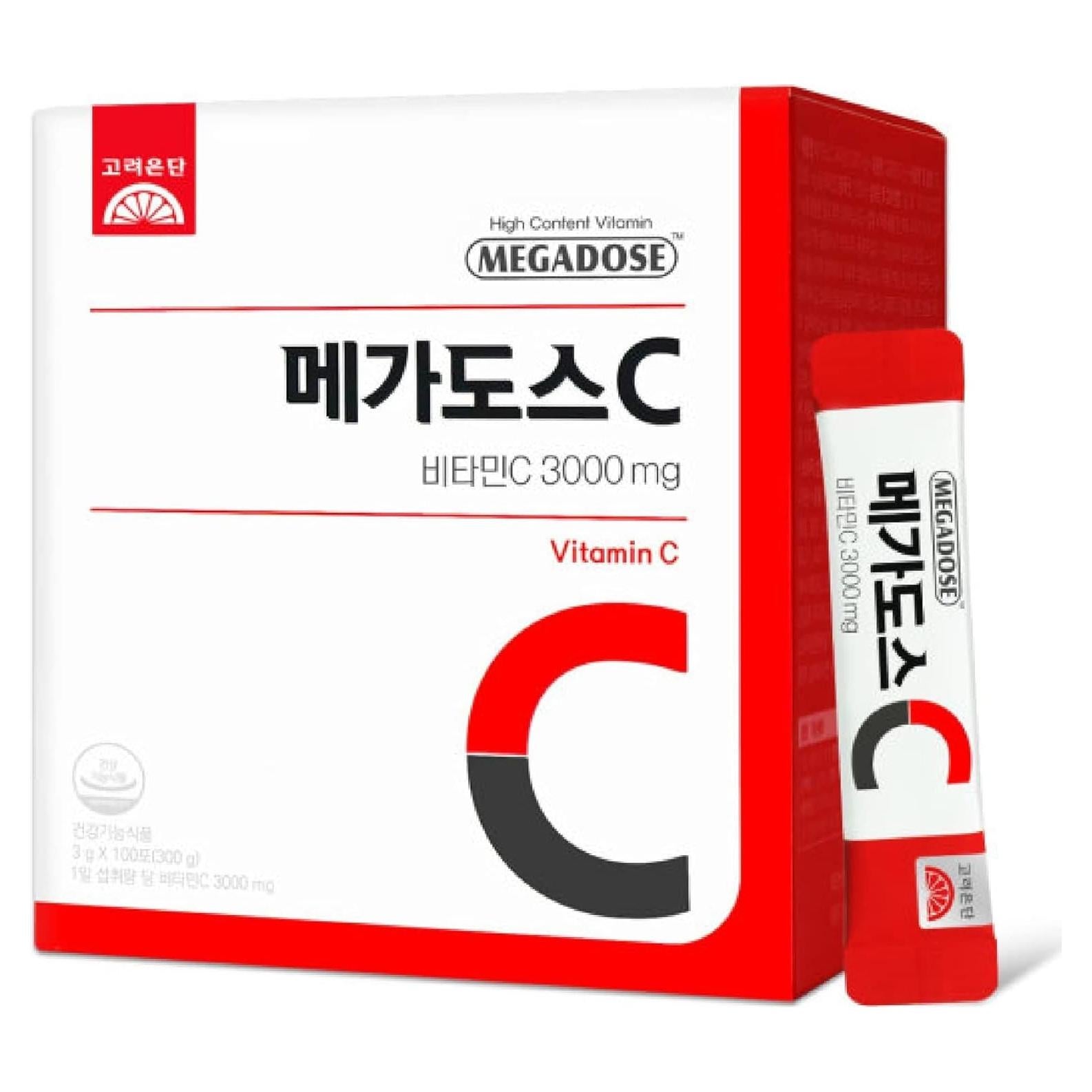 Polvo de Vitamina C 3000mg Korea MEGADOSE 300g - 100 Paquetes