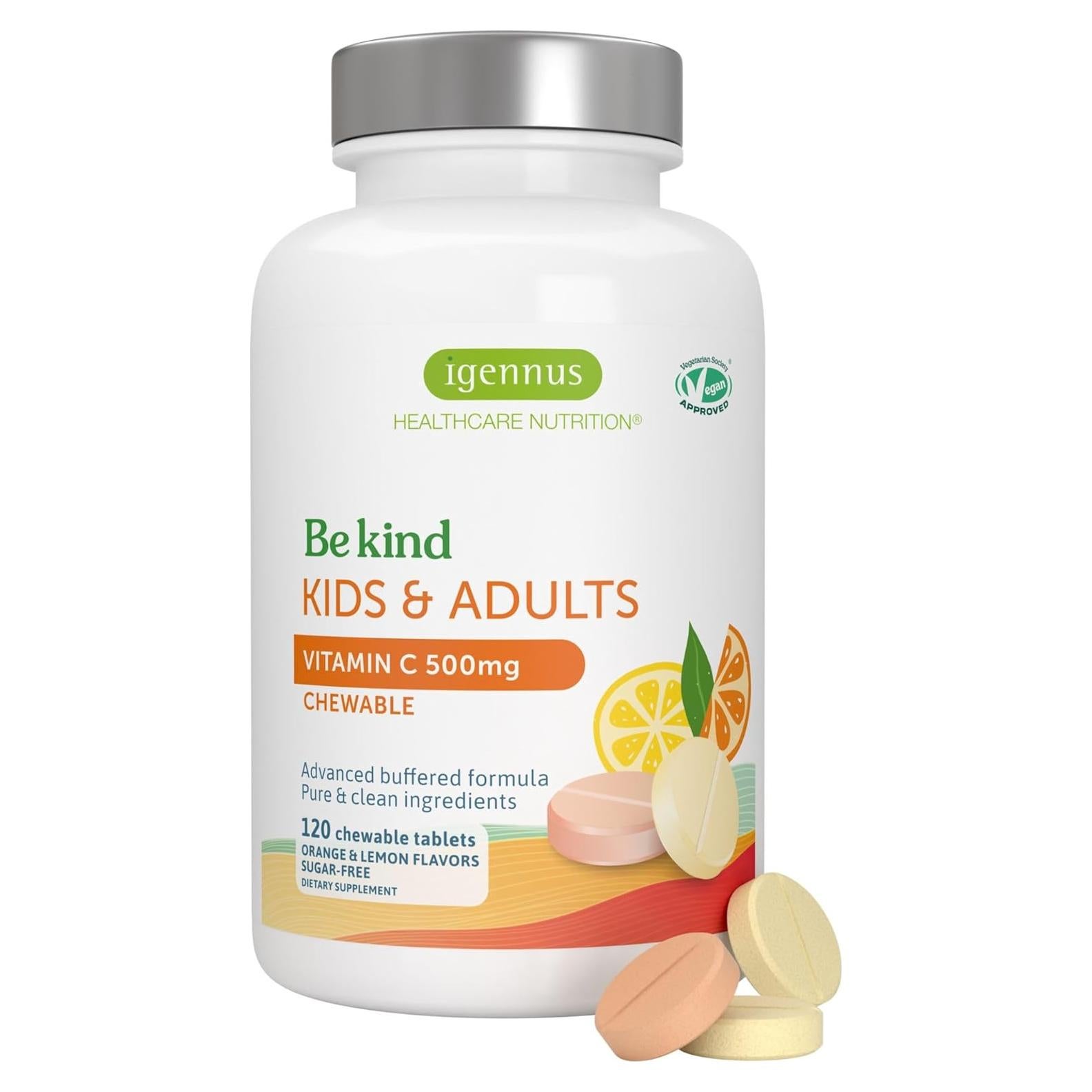 Vitamina C Masticable Igennus 500mg Sin Azúcar 120 Porciones