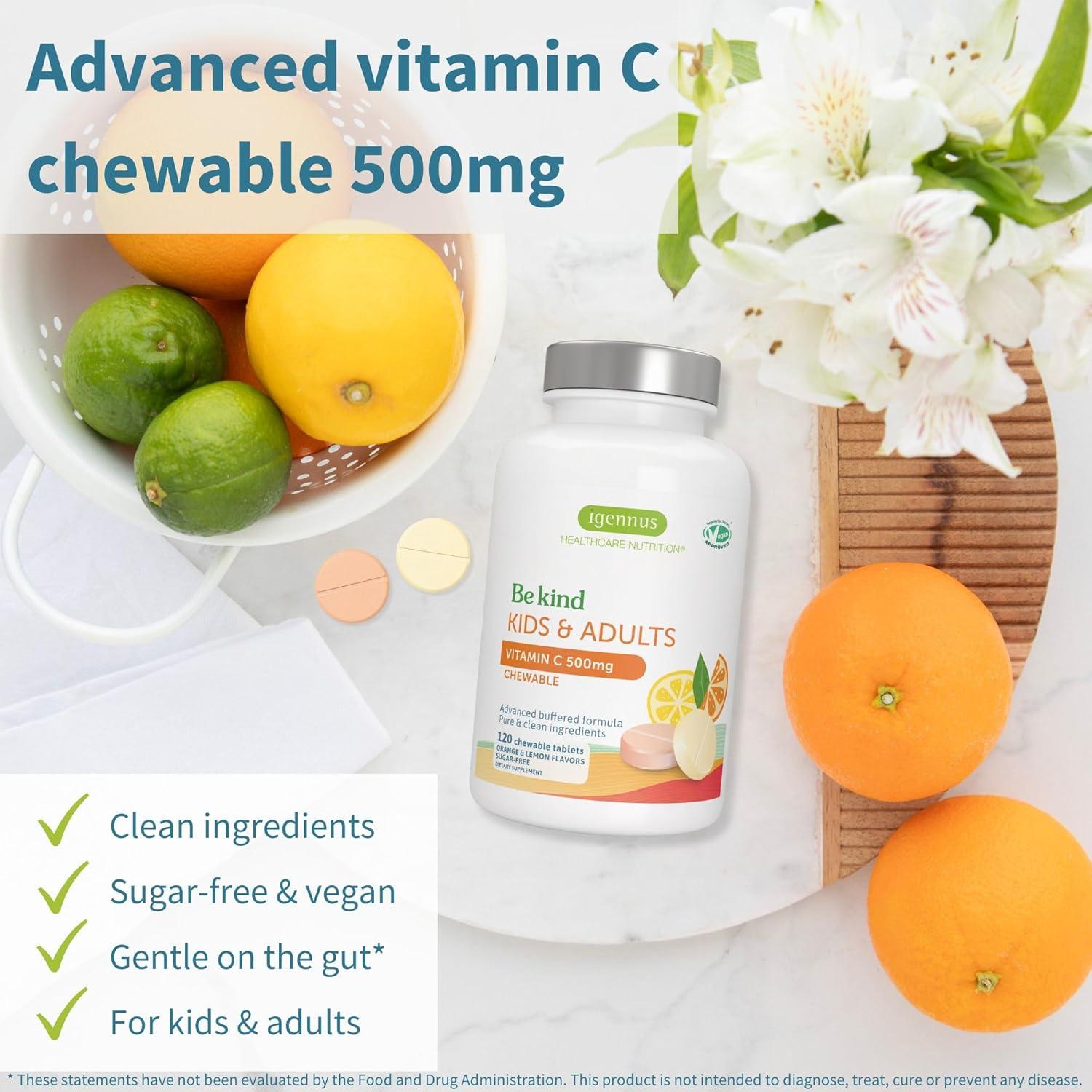 Vitamina C Masticable Igennus 500mg Sin Azúcar 120 Porciones