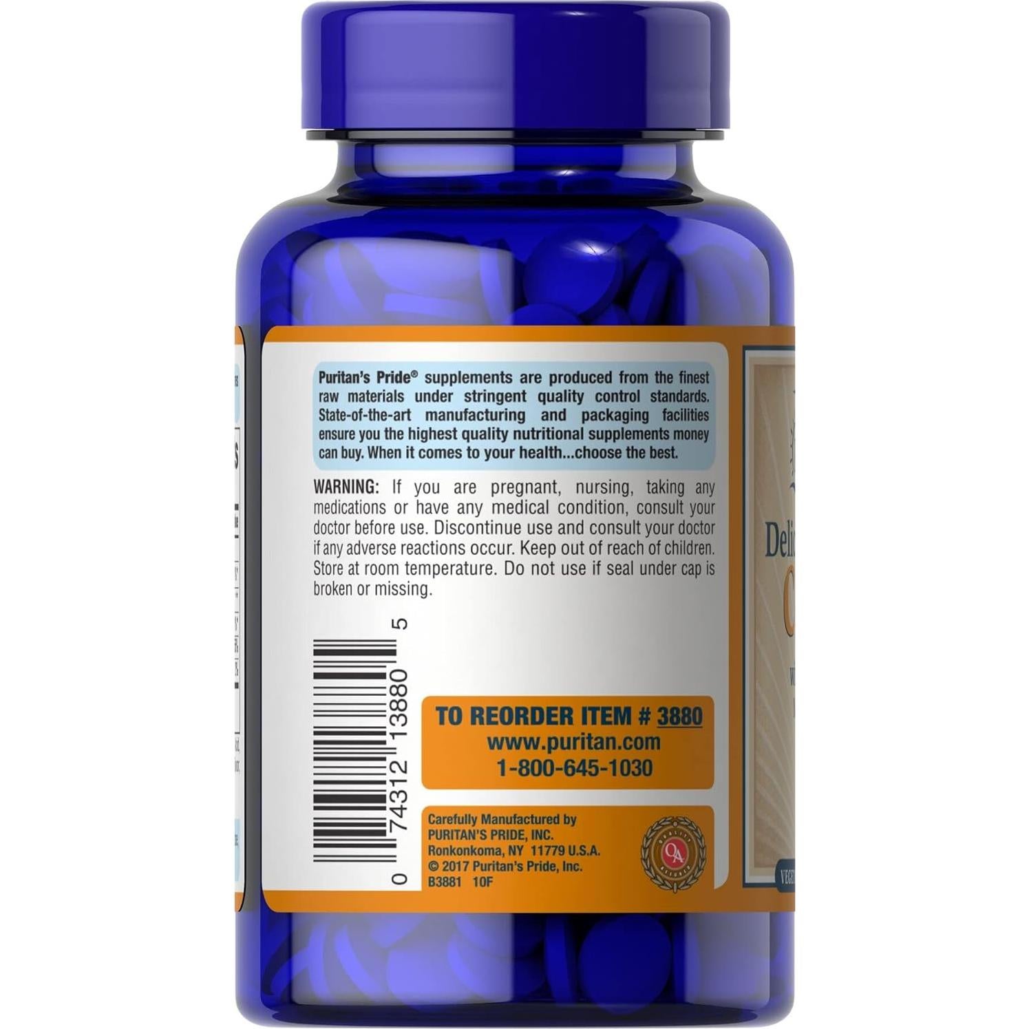 Vitamina C Masticable Puritan's Pride 500 mg con Rosa Mosqueta