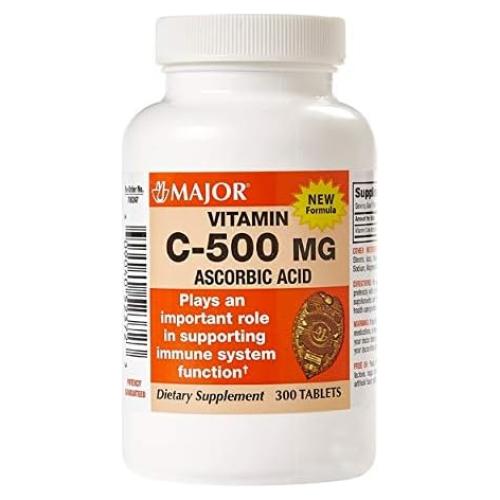 Tabletas de Vitamina C 500 mg Major - Suplemento Dietético - 300 Unidades