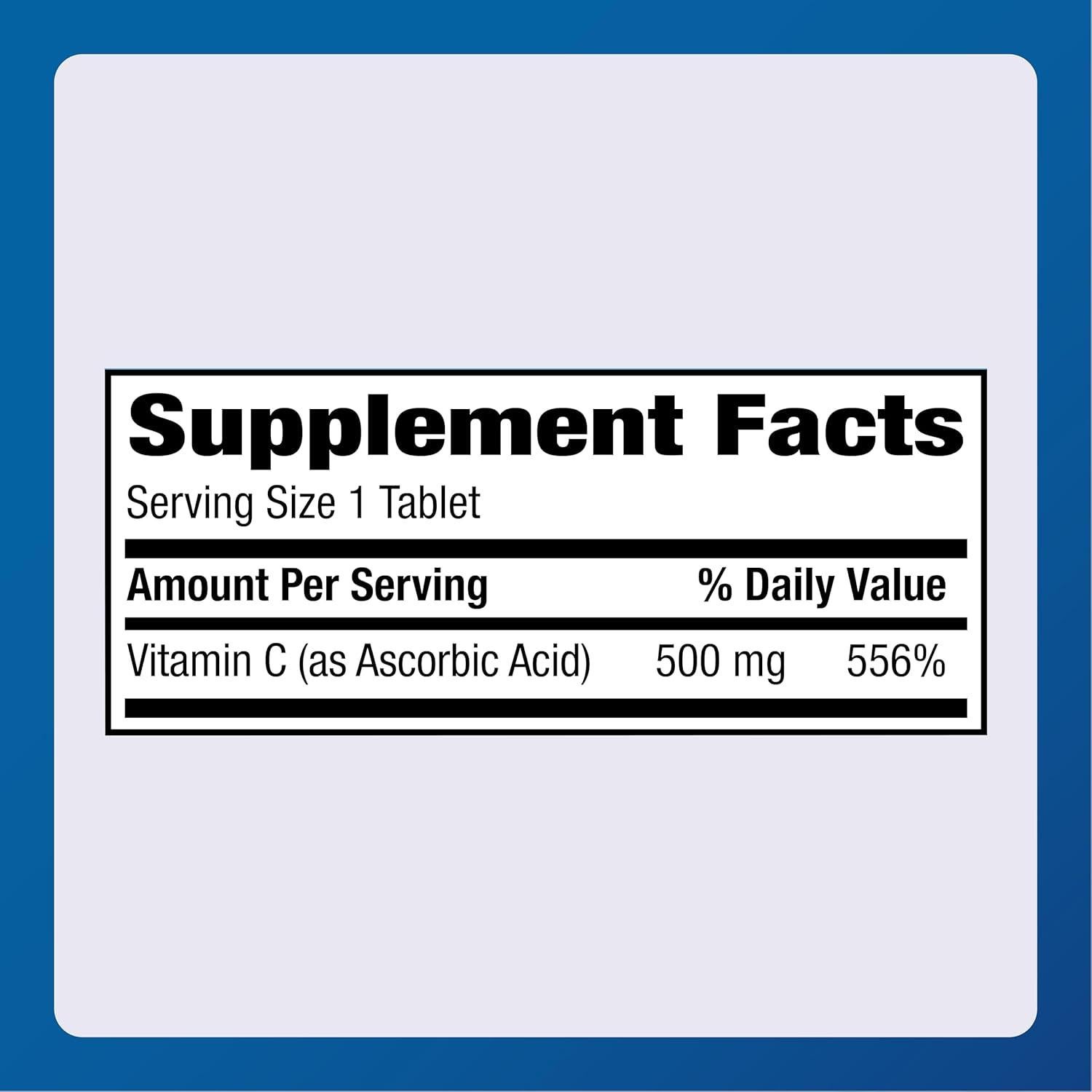 Tabletas de Vitamina C 500 mg Major - Suplemento Dietético - 300 Unidades