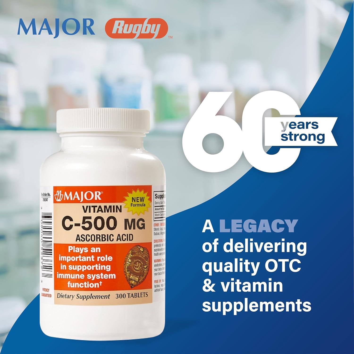 Tabletas de Vitamina C 500 mg Major - Suplemento Dietético - 300 Unidades