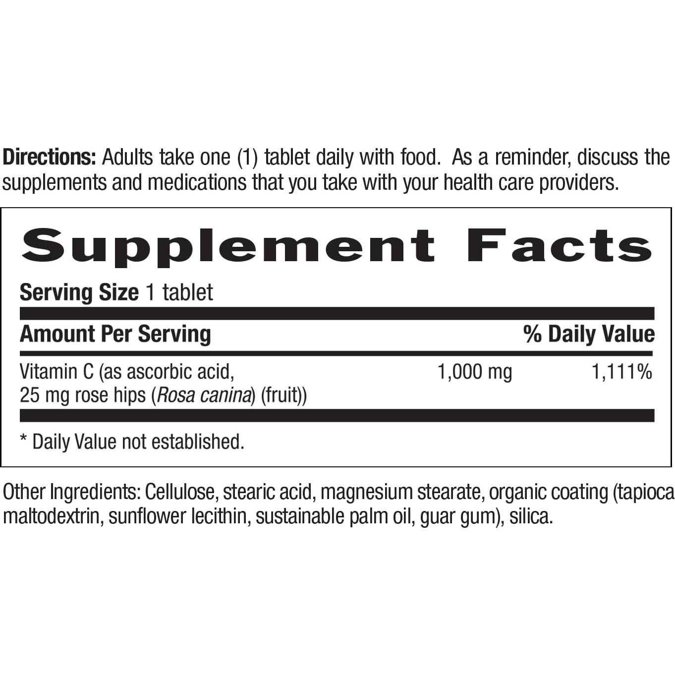 Country Life Vitamina C 1000mg con Rosa Mosqueta - 90 Tabletas Veganas