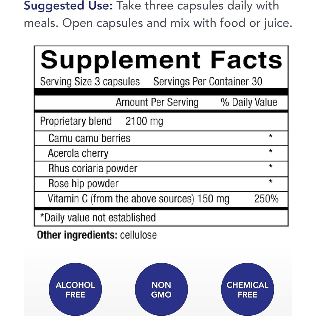 Fuerza del Médico Power-C - 90 Cápsulas Vitamina C Natural
