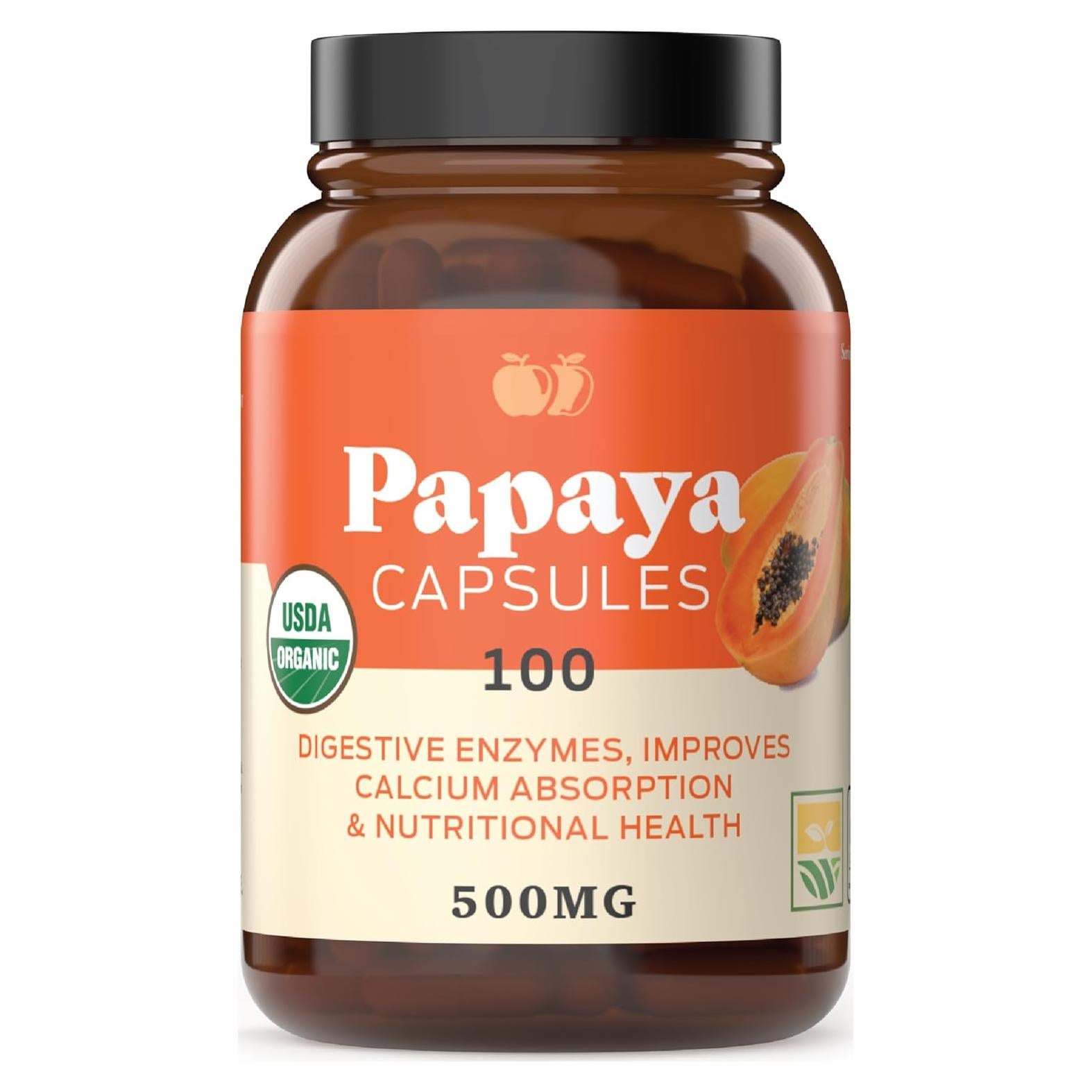 Cápsulas de Enzimas de Papaya Orgánica Complete Natural - 500mg