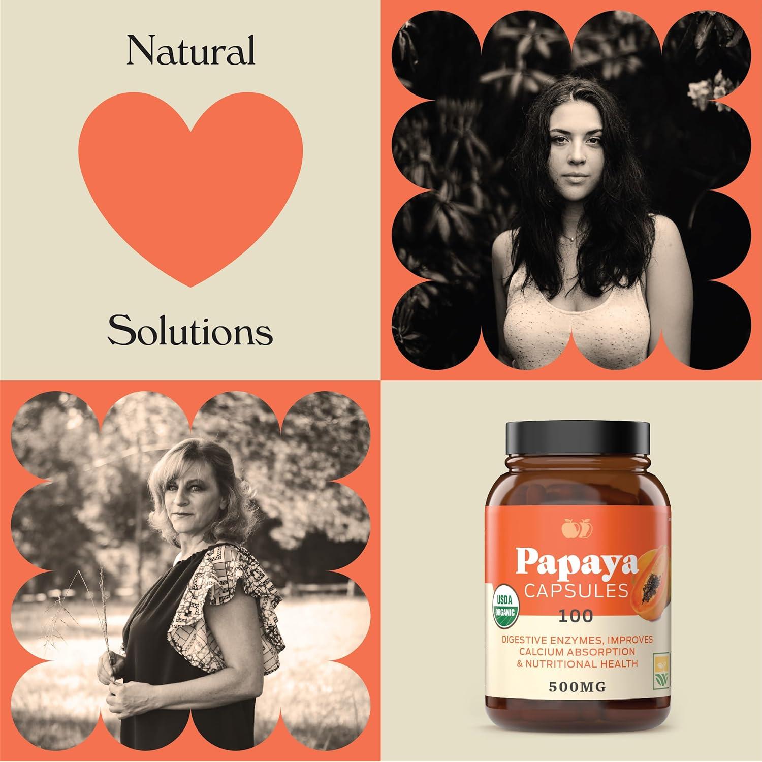 Cápsulas de Enzimas de Papaya Orgánica Complete Natural - 500mg