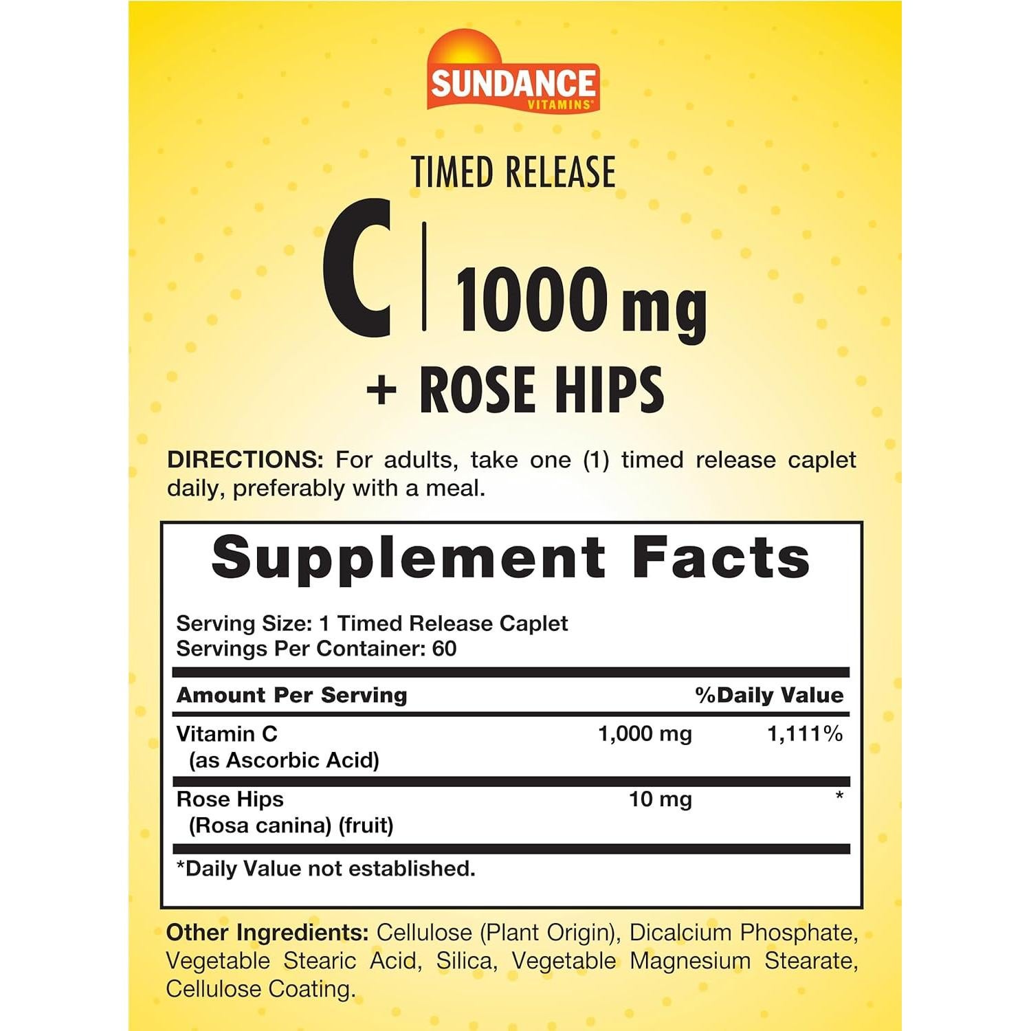Vitamina C 1000mg con Rosa Mosqueta Sundance | 60 Tabletas