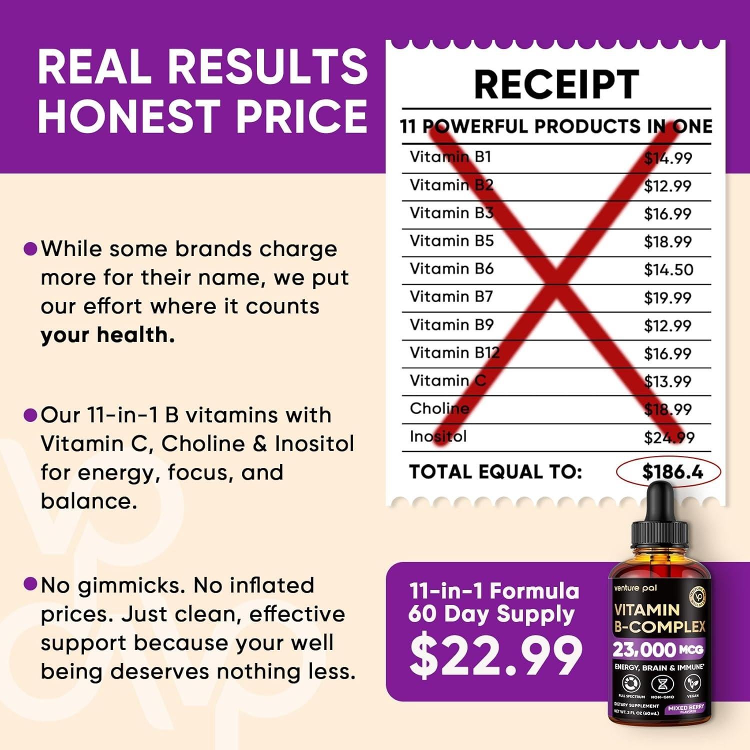 Venture Pal Complejo de Vitaminas B Líquido 2 Fl Oz - Energía y Metabolismo