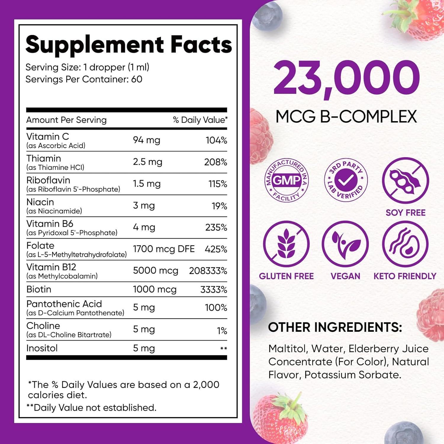 Venture Pal Complejo de Vitaminas B Líquido 2 Fl Oz - Energía y Metabolismo