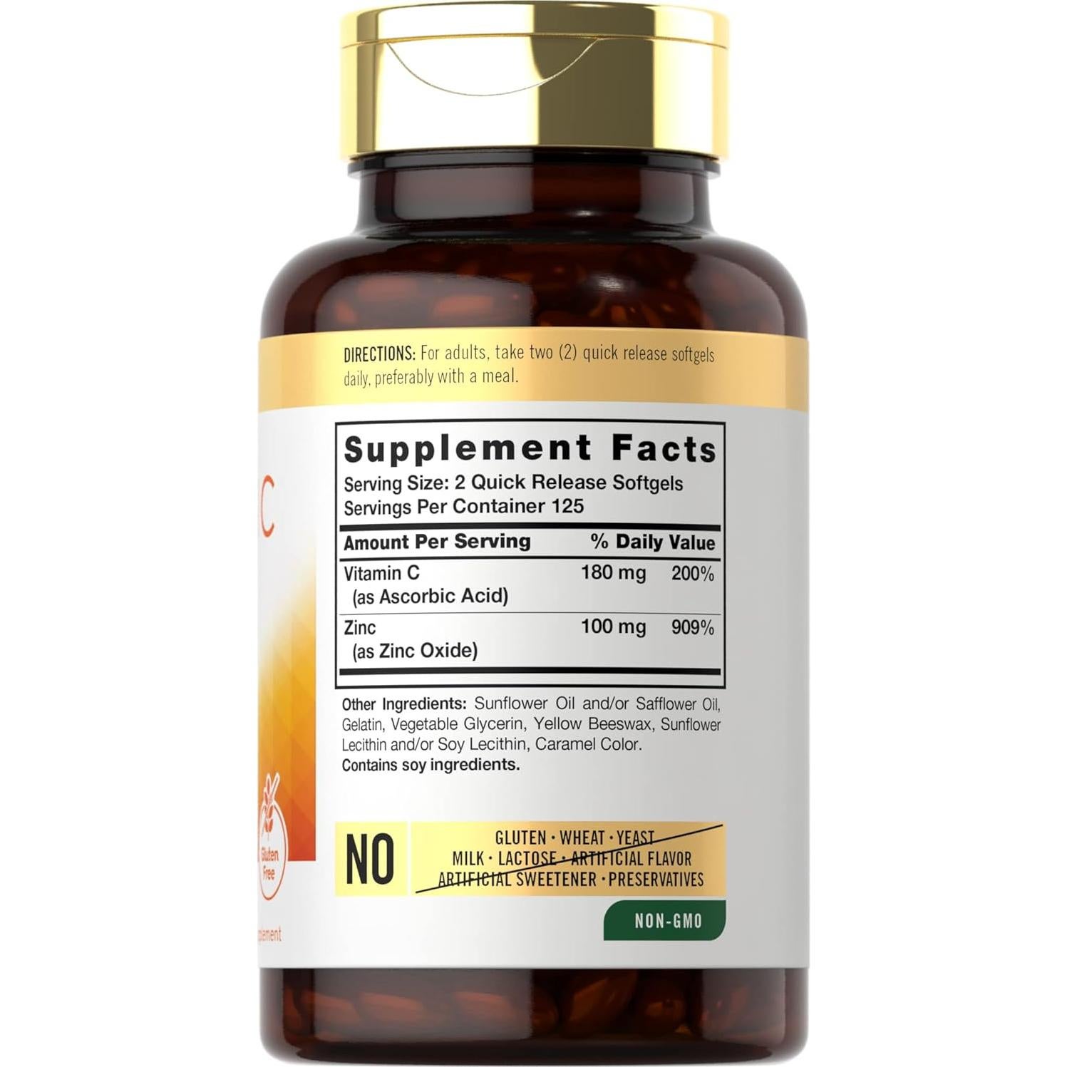 Carlyle Vitamina C con Zinc 250 Gelatinas Blandas 180mg/100mg